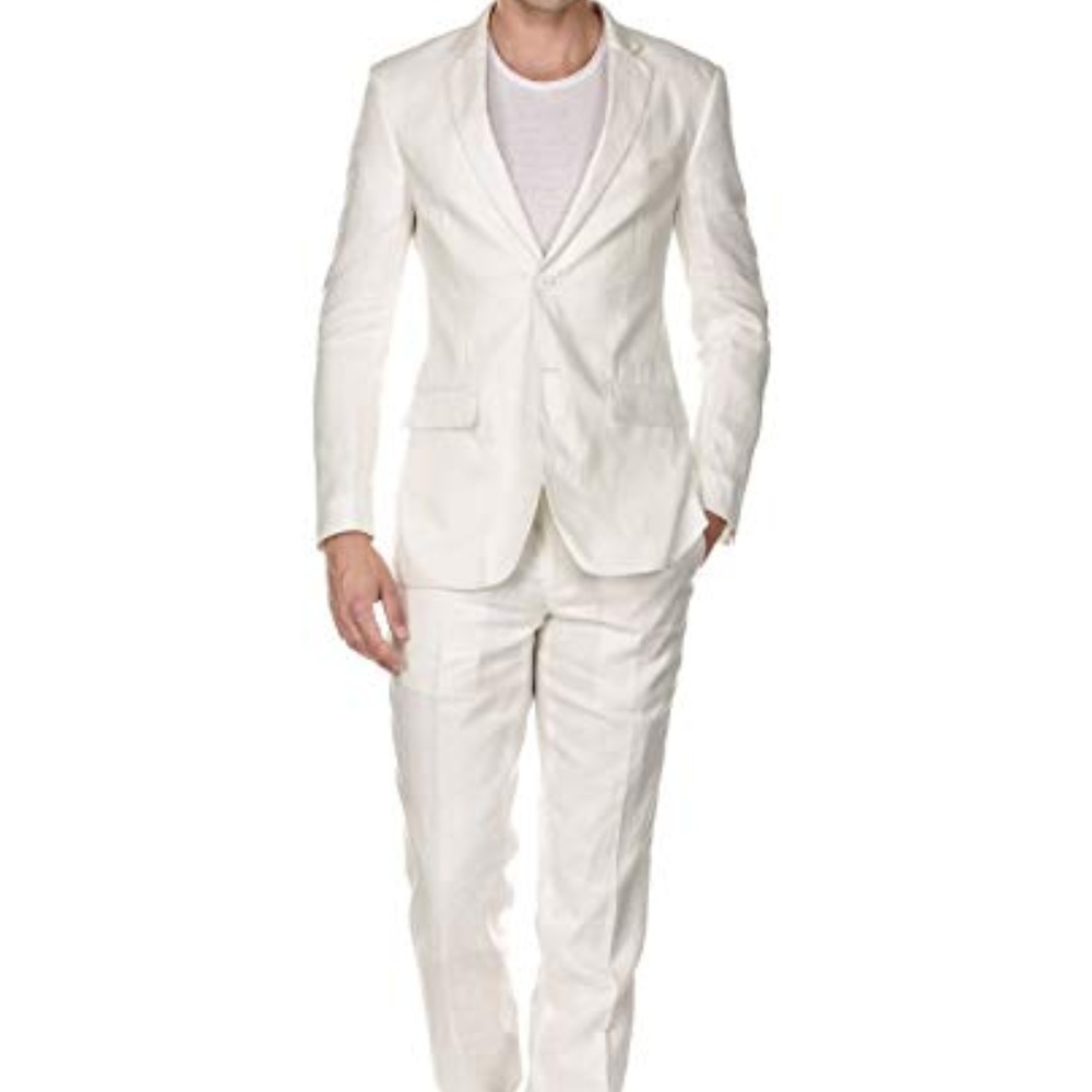 Gino Vitale Men's Slim Fit Pure Linen 2 Piece Suit